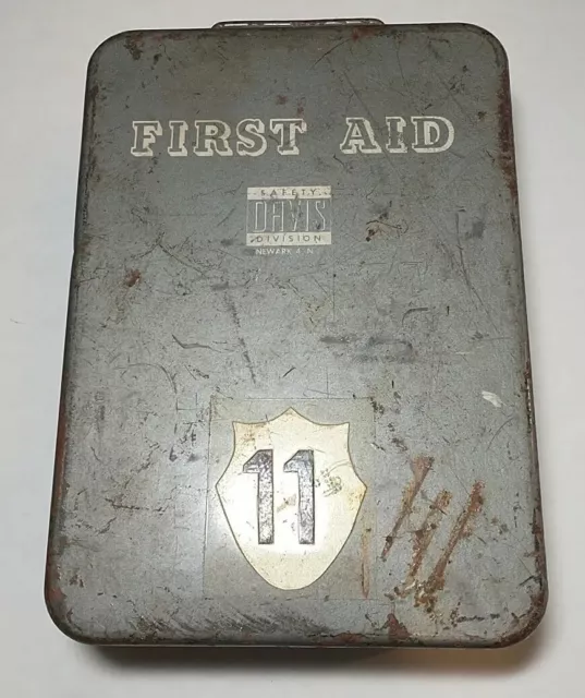 Vintage Military WWII First Aid Kit Davis Safety Division Emergency Boxes