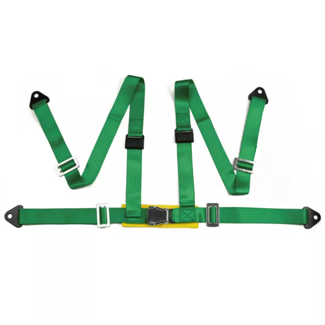 Green Seat Belt Racing Harness Competition Style 4 Point Snap-In 2" with Camlock