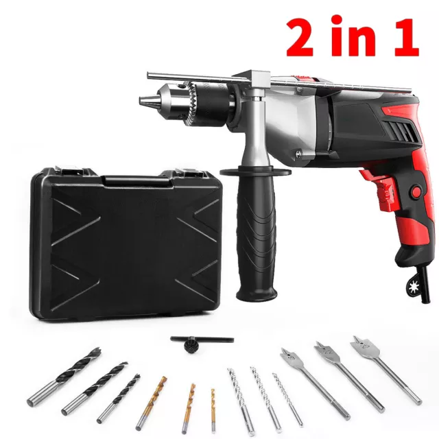 New 2 in 1 Electric Rotary Hammer Drill SDS Concrete Chisel Kit w/ Bits USA