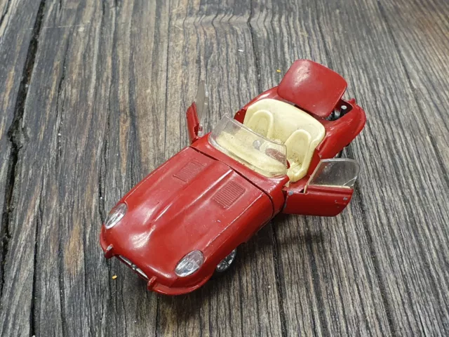 Joal Jaguar E Type 1:43 rot cabriolet metal alt vintage toy car Made in Spain