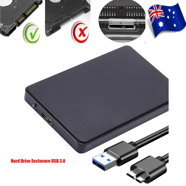 USB 3.0 Hard Drive Disk 2.5" Inch SATA HDD SSD External Slim Enclosure Case AU