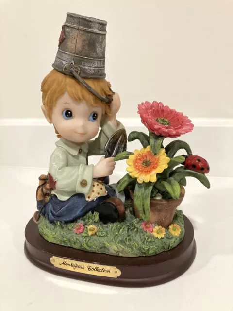 Montefiori Collection Italy Design Boy In Garden With Bucket And Dog  Figurine