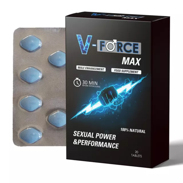 V-Force MAX Blue Pills for Men Extra Strong 100mg  Enhanced Strength  (20 Count