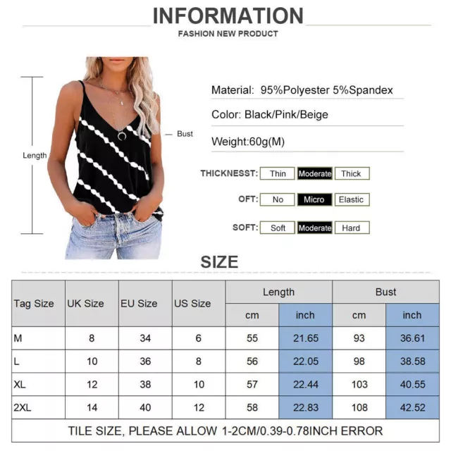 Womens Striped Sleeveless Vest Tank Top T Shirt Summer Casual Spaghetti Blouse 2
