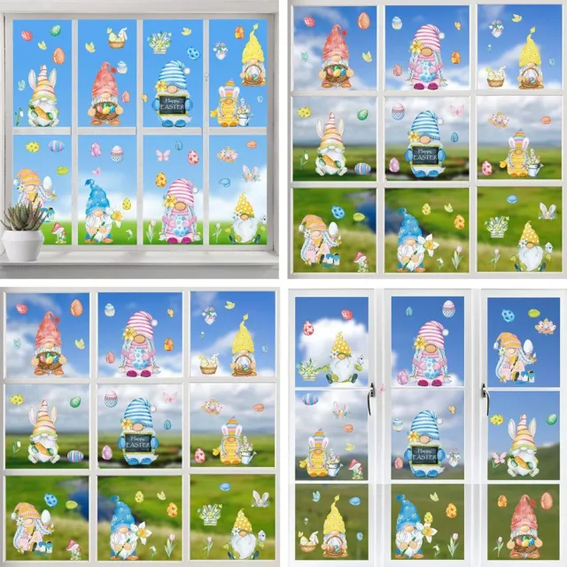 Easter Wall Stickers Glass Static Stickers Easter Window Sticker Bunny Eggs