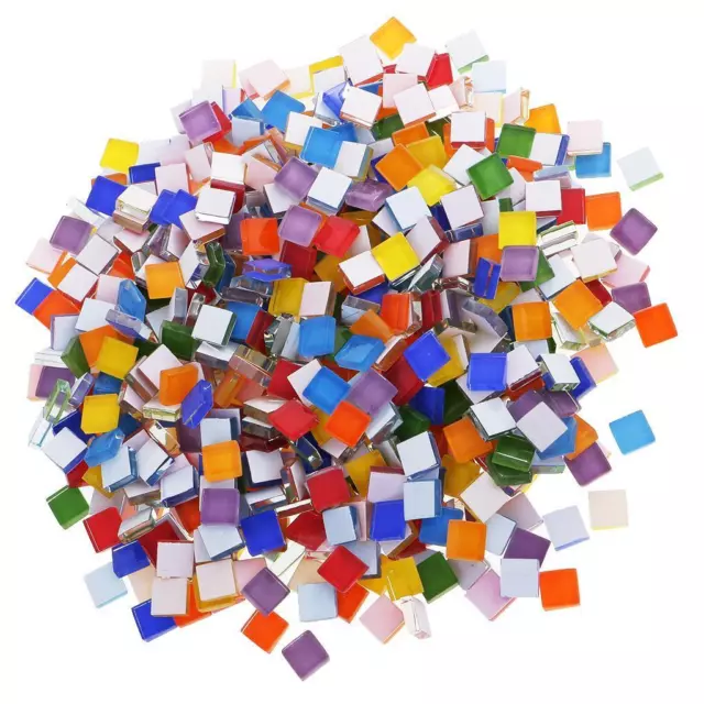 390 Pieces Assorted Color Square Glass Pieces Mosaic Tiles