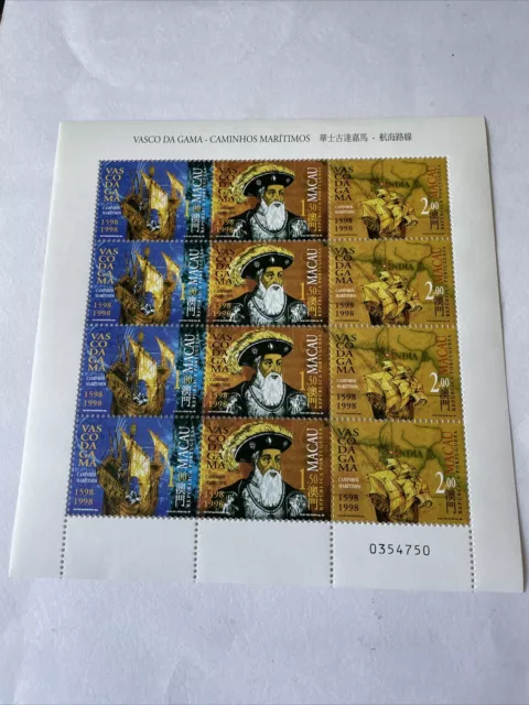 1998 Foglio francobollo commemorativo Macao nuovo nuovo nuovo nuovo di zecca