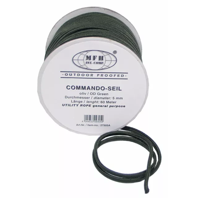 MFH COMMANDOSEIL - Seil - Tau - Schnur - OUTDOORSEIL - OLIV - 60 METER - 5 mm