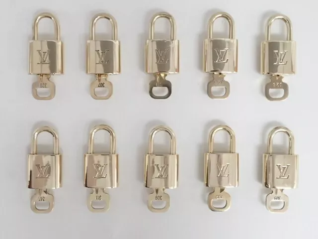 Louis Vuitton Lock & Key for Bags Brass Gold set of 10  PadLock 46972