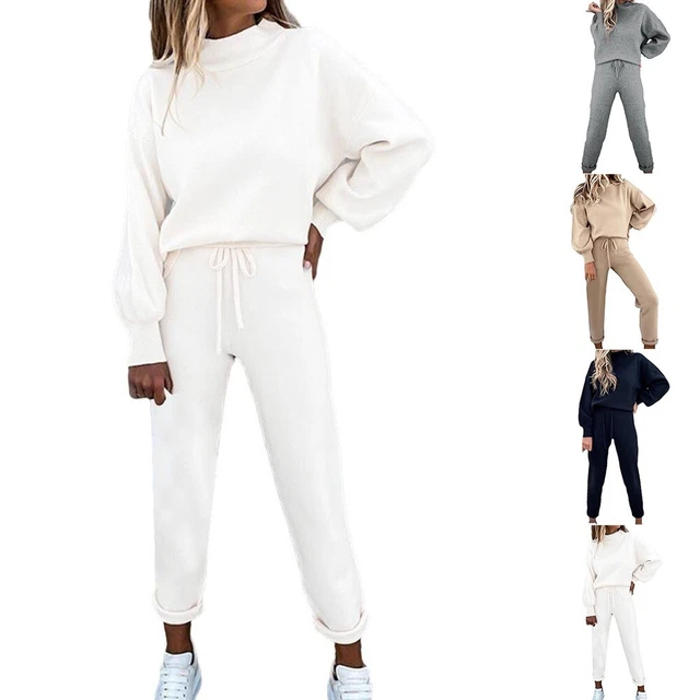 Set felpa pullover nera alla moda con pullover con colletto arrotolato traininin donna