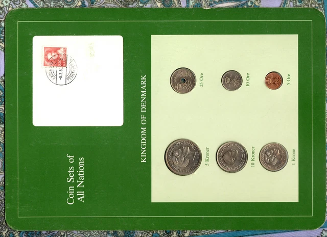 Coin Sets of All Nations Denmark 1986 UNC 1, 5, 10 Kroner 25, 10, 5 Ore
