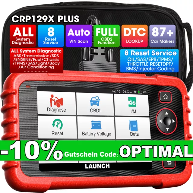 2024 Launch CRP129X PLUS PRO Profi OBD2 Diagnosegerät ALLE SYSTEM TPMS EPB SAS