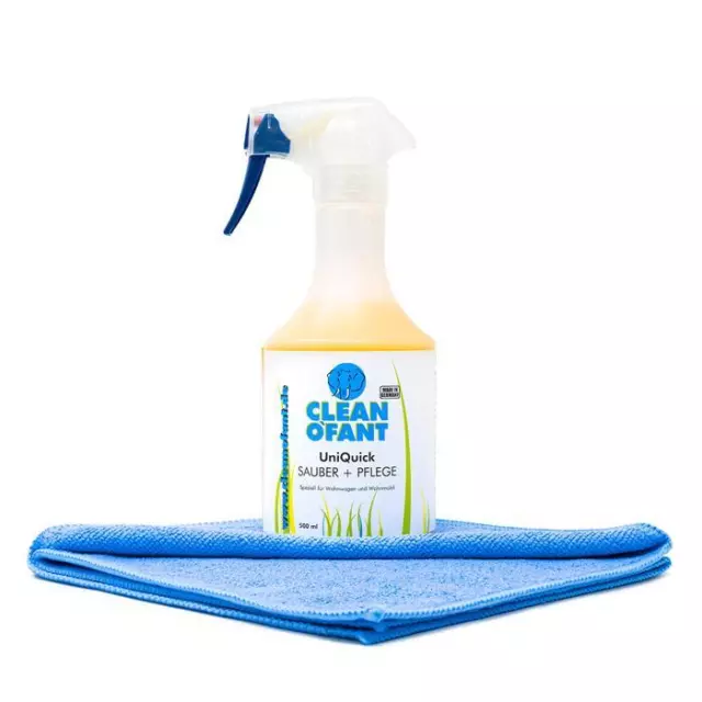 CLEANOFANT UniQuick SAUBER+PFLEGE + Premium-Mikrofasertuch wassserlose Reinigung