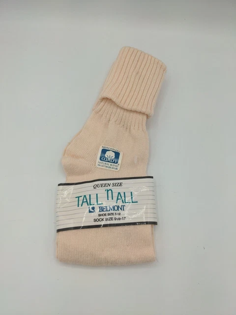Vintage 1990's Belmont USA Made Slouch Socks Beige New Old Stock