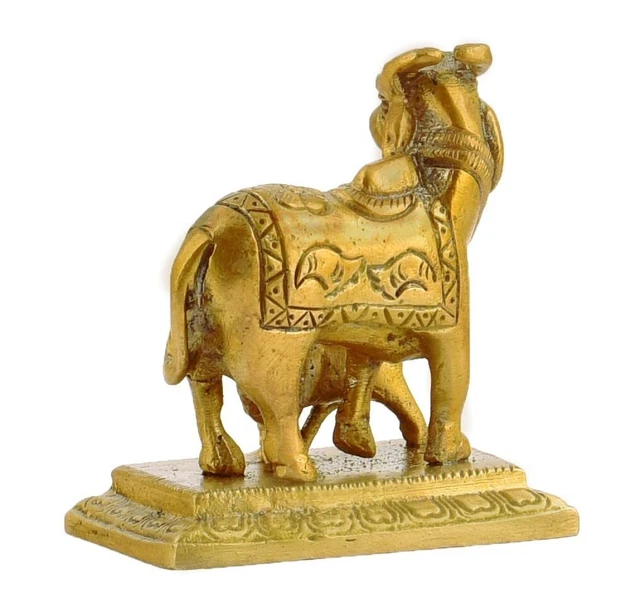 Sri Krishna Culture - Murti Mucca Gau Mata In Polyresin - Idolo Sacro 16,5 Cm Per Tempio Casa