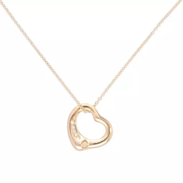 Tiffany & Co. Open Heart 5P Diamond Pendant Necklace 750 Yellow Gold 400 mm 004