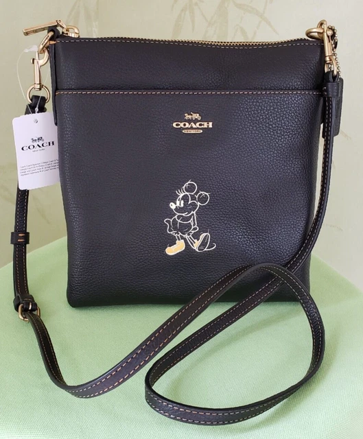 COACH X DISNEY KITT MESSENGER CROSSBODY MINNIE MOUSE Black Pebbled