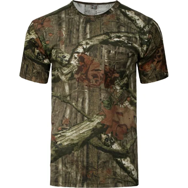 Mens Camo T Shirt Hunting Short Sleeve Jungle Print Camouflage Fishing Army Top