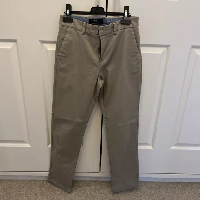 Boys Next Regular Fit Stone Chino Trousers Age 12 Bnwot