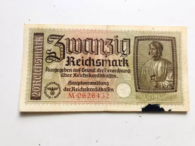 1940-45 Germany 20 Reichsmark 20 mark banknote, M 0626432