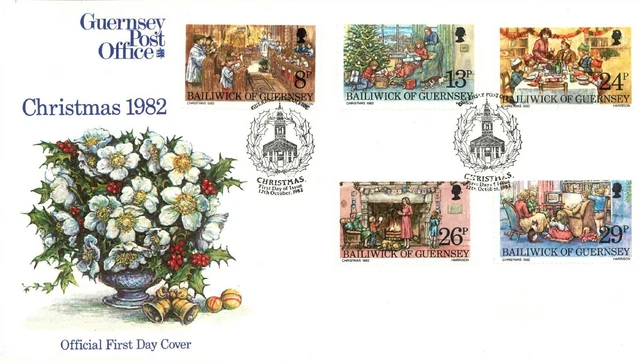 Guernsey 1982 Christmas Official First Day Cover FDC Unaddressed