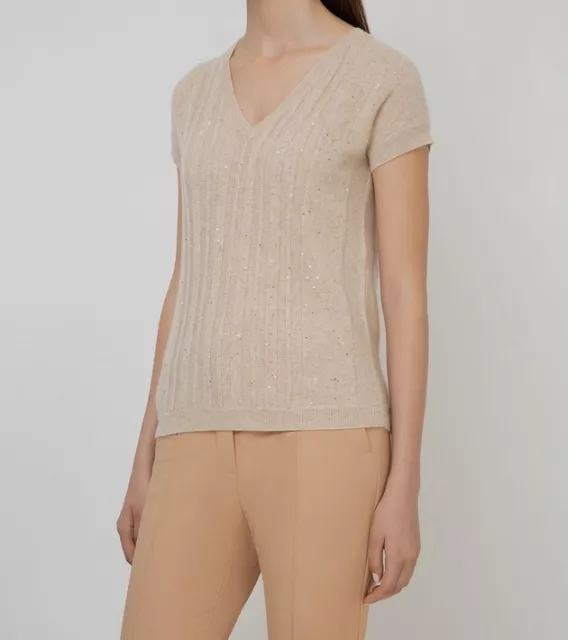 MAX MARA, SILK & CASHMERE Sweater in Beige,  Size M