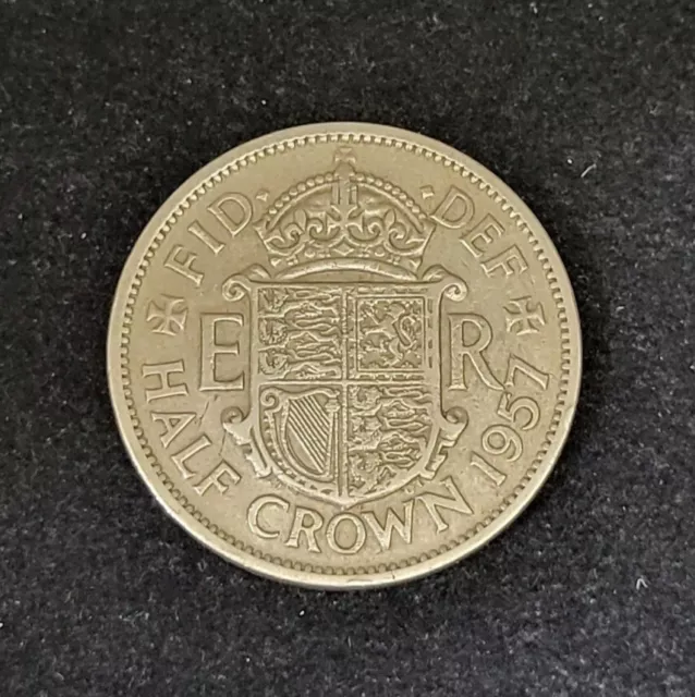 🇬🇧 UK Great Britain 1957, 1/2 Crown KM#907 A727 NICE COIN.