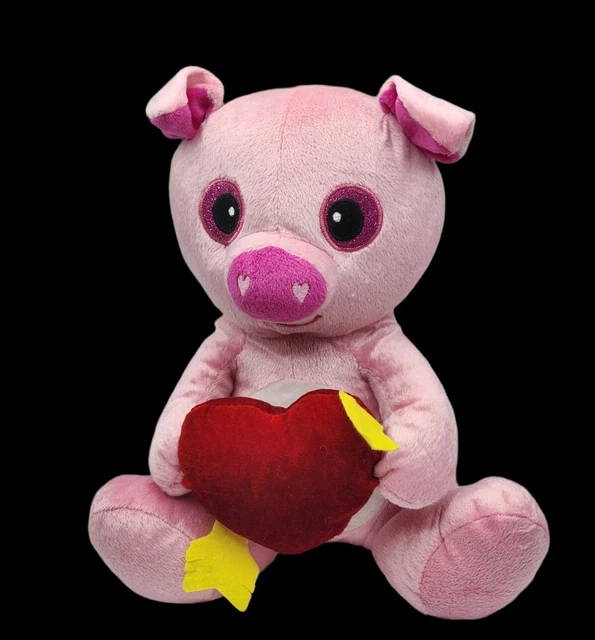PINK PIG PLUSH Piggy Heart Kellytoy Stuffed Animal Stuffy Valentines