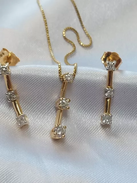 Matching Set- 14kt Yellow Gold 1ct Diamond 16"chain And Earrings Weight 3.3grams
