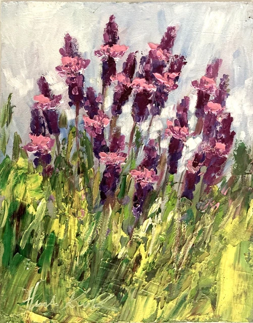 LANDSCAPE FIELD FLOWERS Oil Painting Impressionism Margaret Raven Kruk