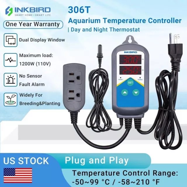 Inkbird Aquarium Thermostats Temperature Controller ITC-306T Waterproof Sensor