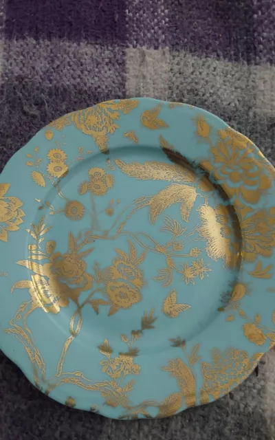 philippe deshoulieres  dessert plate  Blue With Gold Inlay