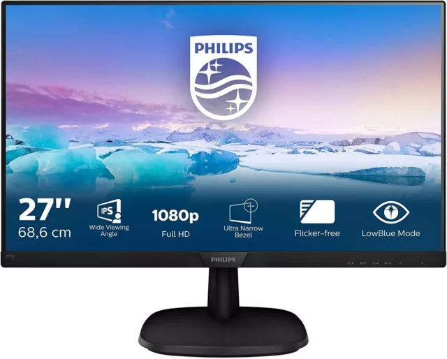 Philips PC Monitor Computer Bildschirm 60,5 cm 24 Zoll LED FullHD 75 Hz Schwarz