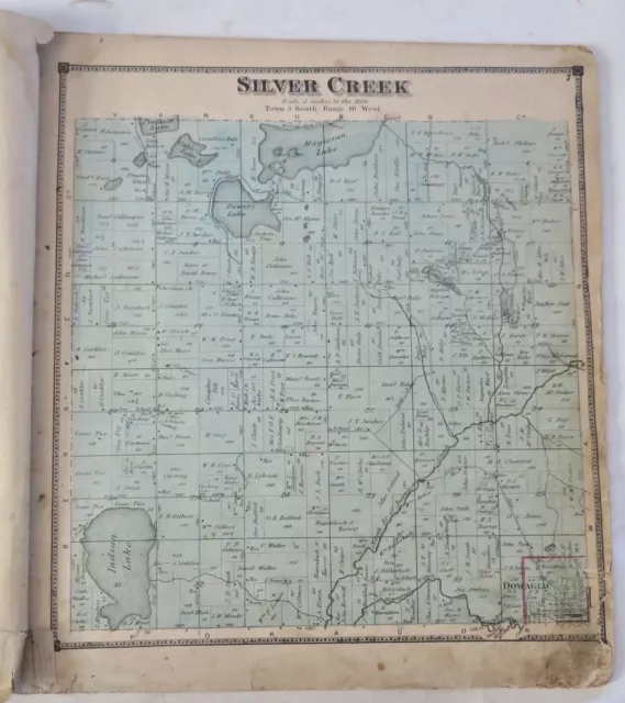 Michigan Cass County 1872 Atlas 20 color maps Silver Creek La Grange Pokagon 2