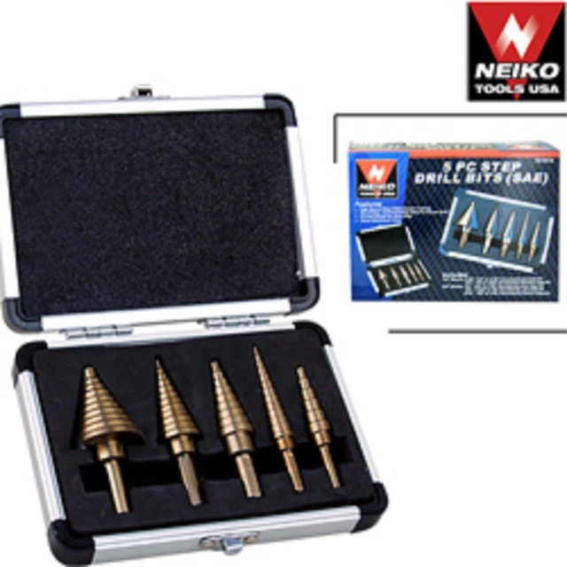 5pc COBALT STEP UNI DRILL BIT SET SAE NEIKO TOOLS