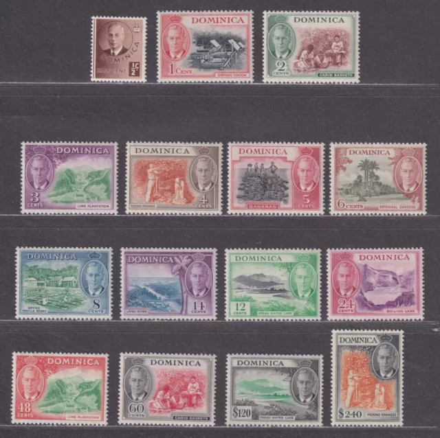 Dominica Scott 122-136 VF LH 1951 King George VI Pictorial Set SCV $56.85