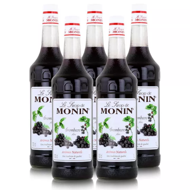 Monin Sirup Brombeere 1L - Cocktails Milchshakes Kaffeesirup (5er Pack)