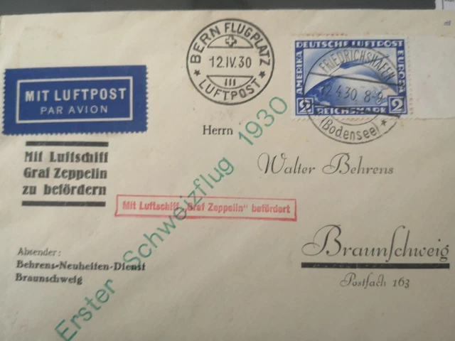 Zeppelinpost Schweizflug echt gelaufen