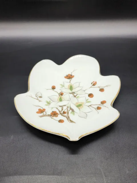Royal Standard Leaf Shaped Plate Bone China White Floral Gold