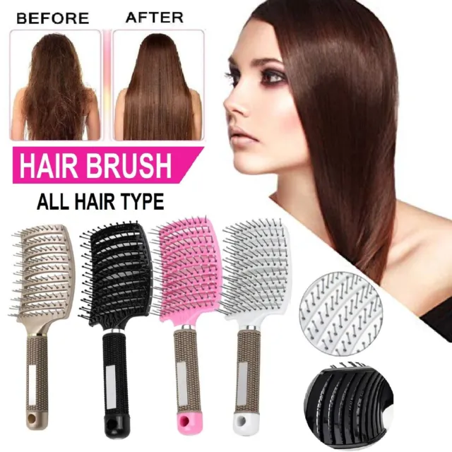 Detangling Hair Brush Nylon Bristle Detangle Hairbrush Head Scalp Massage Comb