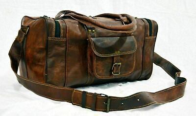 Bag Leather Travel Duffle Gym Weekend Overnight Luggage Holdall Mens Large New