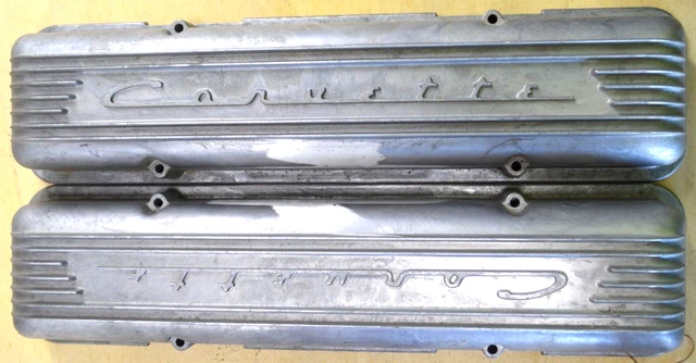 Chevy Corvette 7 Fin Valve Covers #3726086 Made By Hoover Company 1957-1959 OEM
