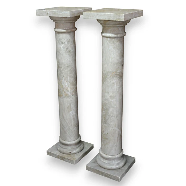 Coppia di Colonne in Marmo Botticino Fiorito Italian Interior Design H 100cm