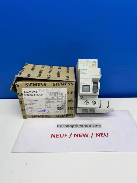 Siemens 5SM2322-6KK01  BLOC DIFFERENTIEL  0,3..40A  2 POL -FACTURE+ TVA