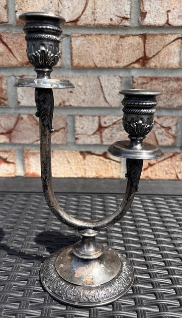 VINTAGE 1900 SILVER Plated Silverplate Double Candlestick