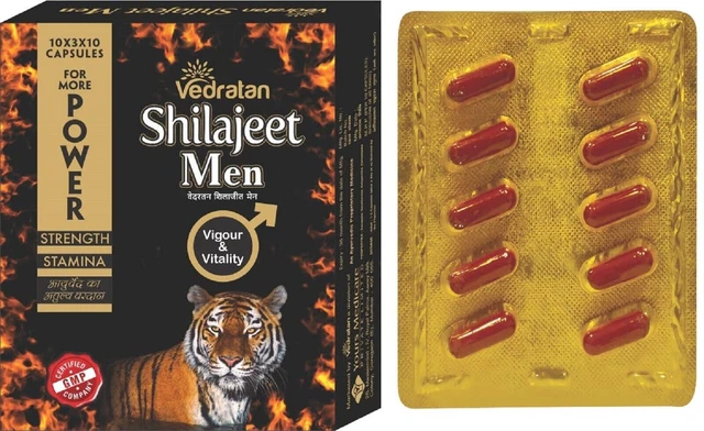 Ayurveda Vedratan Shilajeet Men for More Power Strength & Stamina 30 cápsulas