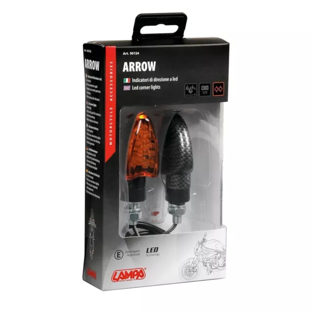 Par Intermitentes Arrow A LED Moto Homologado Carbono Rótula de Goma Lentes 3