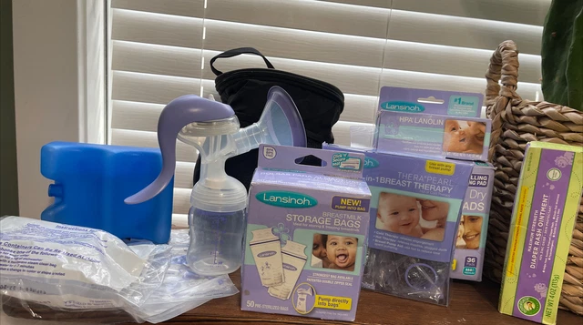 Lansinoh Single Manual Breast Pump, lots of Accessories Opened But Not Used