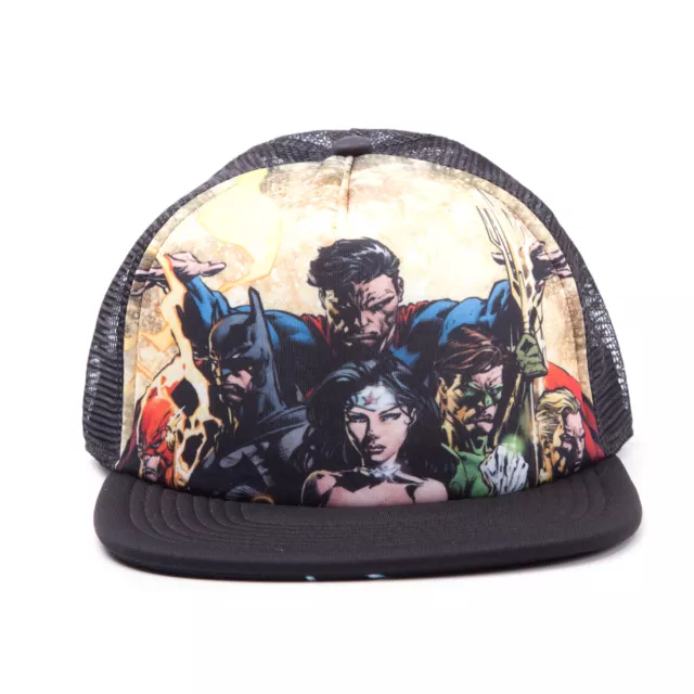 Dc Comics Justice League Batman/ Superman/ Flash Black Trucker Snapback Cap *New