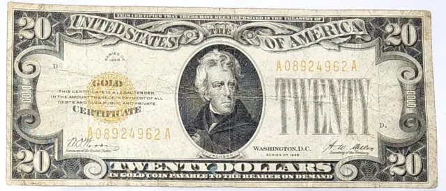 $20 Gold Certificate Note, Series 1928